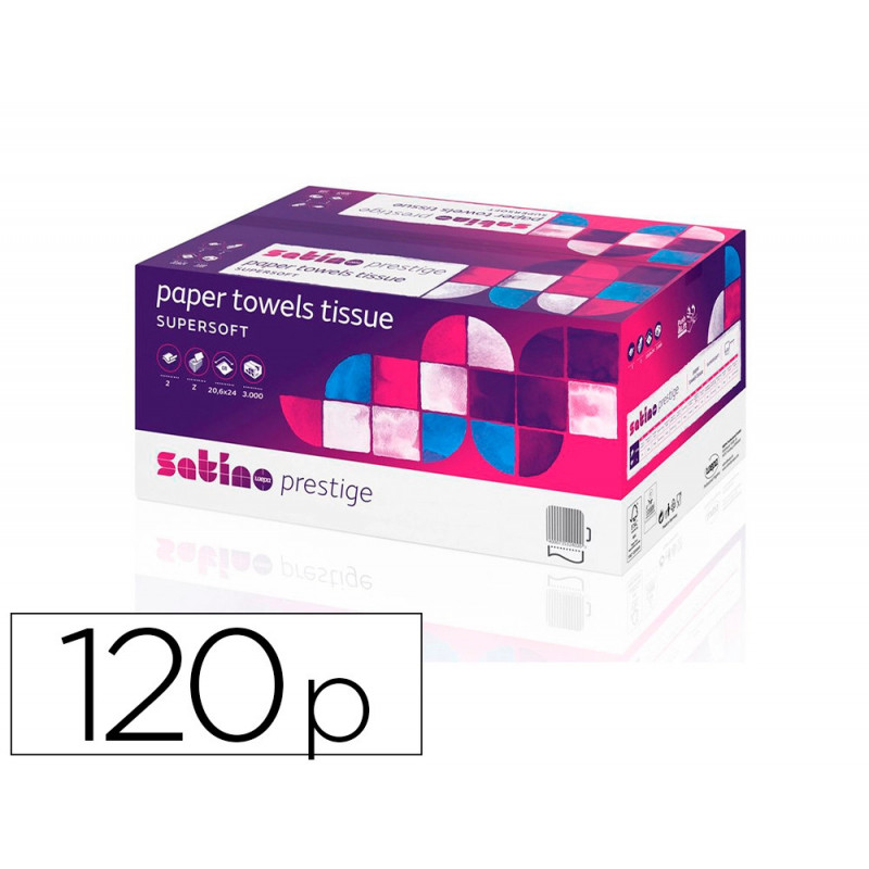 Essuie-mains coldis pure ouate blanche ecolabel 2plis 20,6x32cm 1 paquet de 120 feuilles