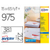 Etiquette autocollante avery adresse recyclee laser blanc 38,1 x 21,2mm boite de 975