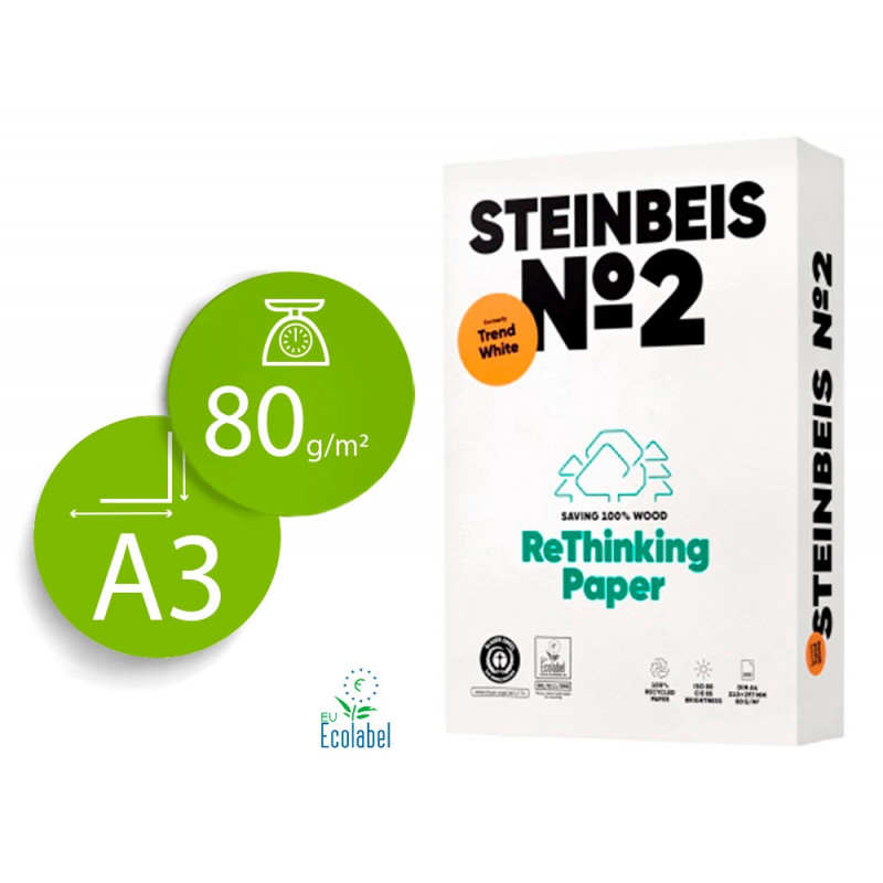 Papier steinbeis recycle multifonction n 2 - 80 gr a3 blanc