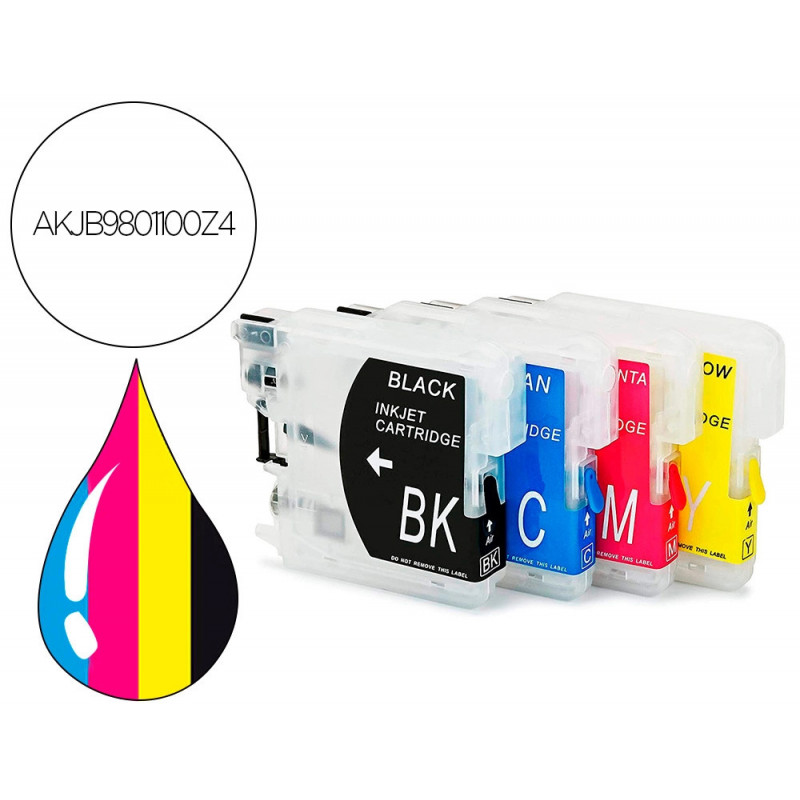 Pack de 4 cartouche hyperburos compatibles brother lc-980/1100