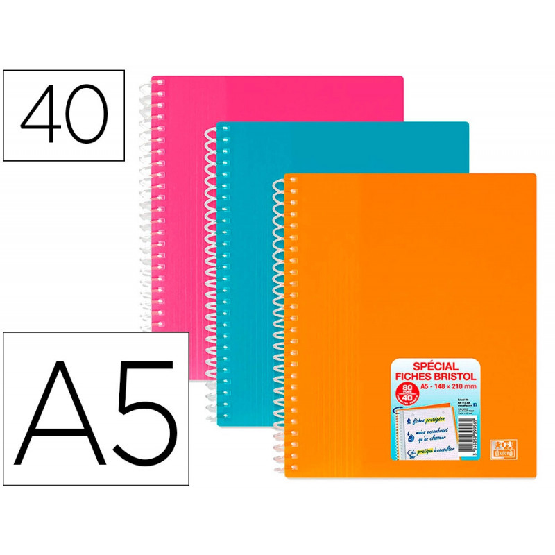 Protege documents spiral school life a5 40 pochettes polypropylene assorti