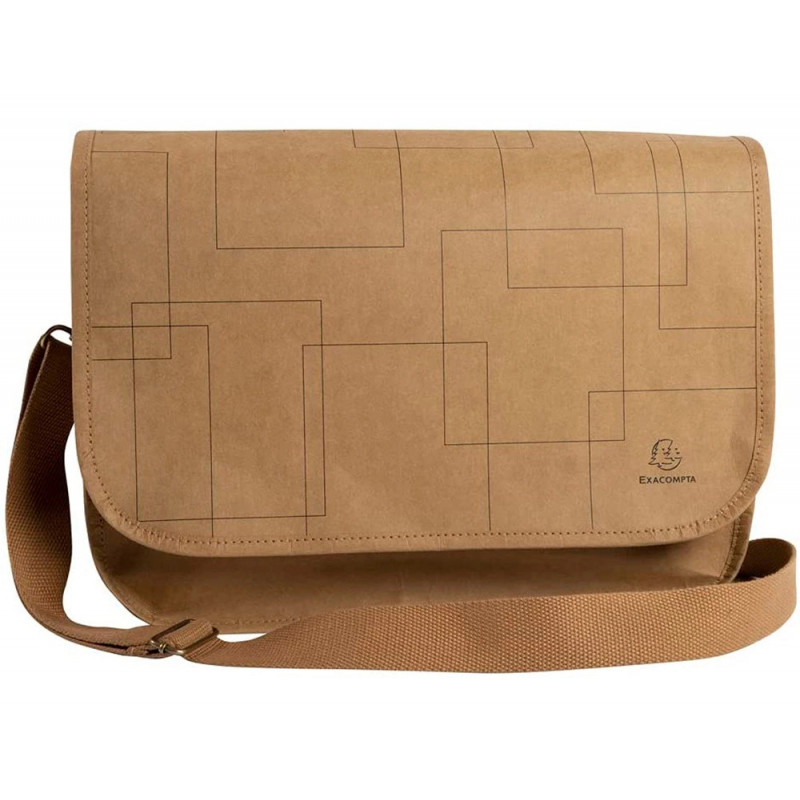 Sac exacompta eterneco simili cuir vegetal brun motif geometrique