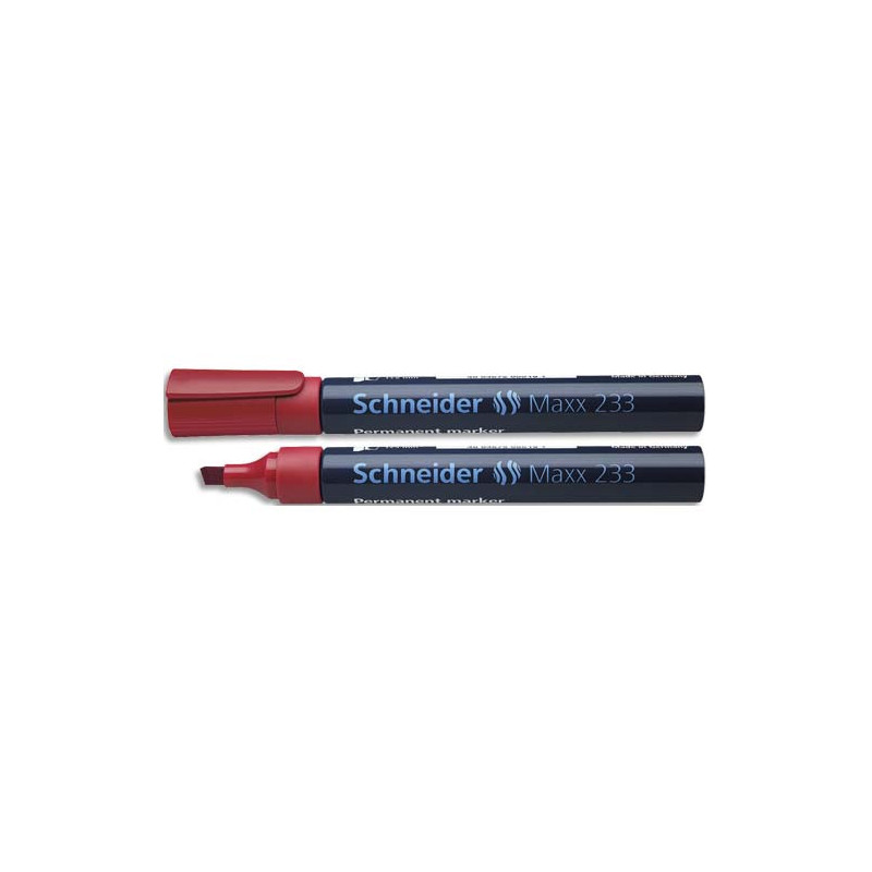 SCHNEIDER Marqueur permanent MAXX 233, corps en aluminium, pointe biseautée, encre Rouge à faible odeur