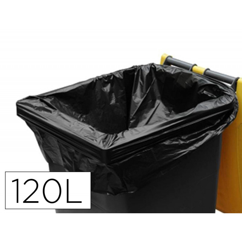 Sac container coldis 120l 25 microns largeur avec soufflet 90cm longueur 125cm coloris noir lot 20 unites