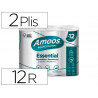 Papier hygienique amoos domestique 2 plis 20m paquet de 12 rouleaux