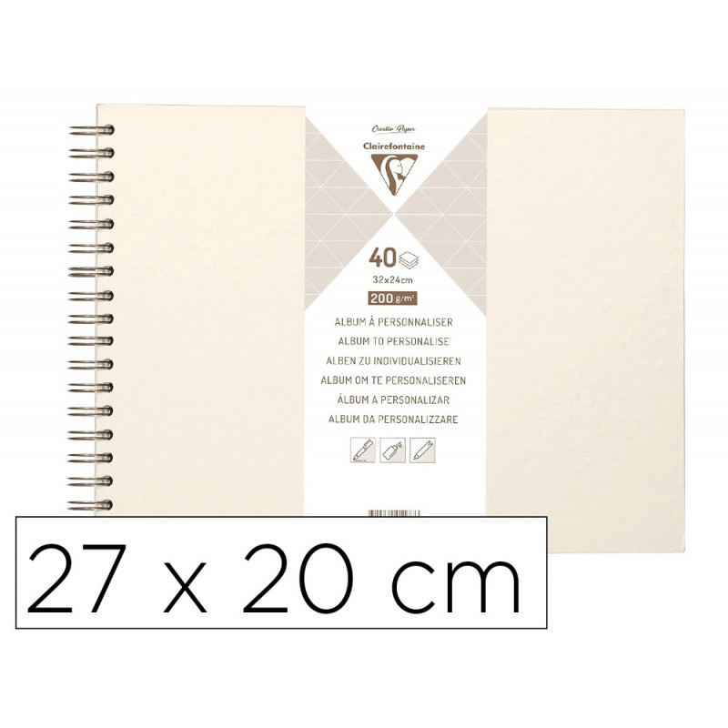 Album a personnaliser clairefontaine couverture rigide reliure integrale bronze 27x20cm 40feuilles 200g ivoire irisee