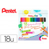 Boite de 18 feutres de coloriage pental encre ultra lavable pointe moyenne 3,9mm
