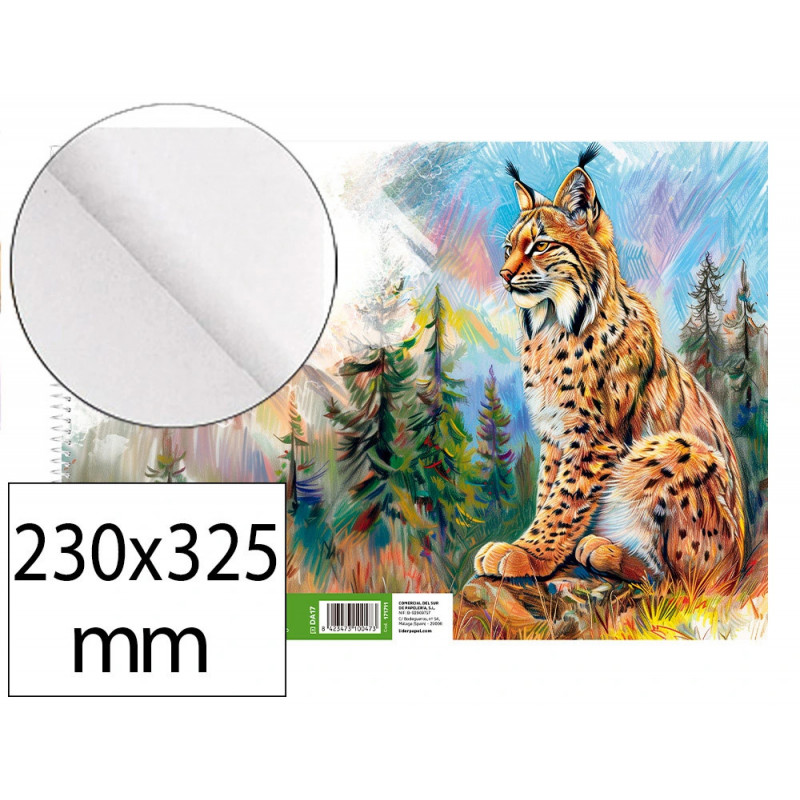 Bloc papier dessin liderpapel natura spirale 230x325mm 130g/m2 sans encadrement microperfore 20 feuilles