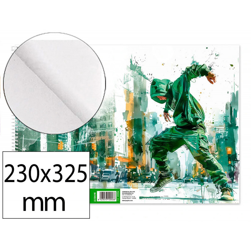 Bloc papier dessin liderpapel urban spirale 230x325mm 130g/m2 sans encadrement microperfore 20 feuilles