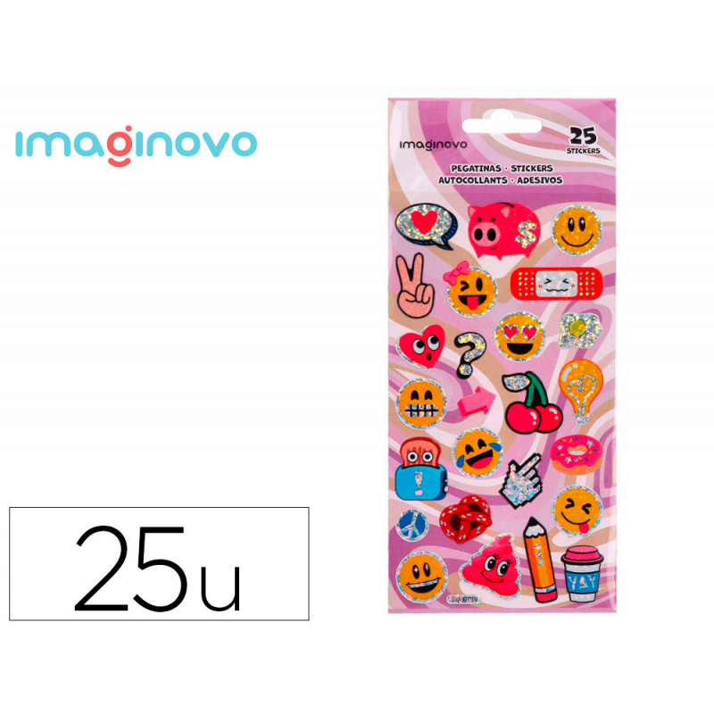 Autocolants imaginovo designs assortis smiley brillants 214x100 mm sous blister