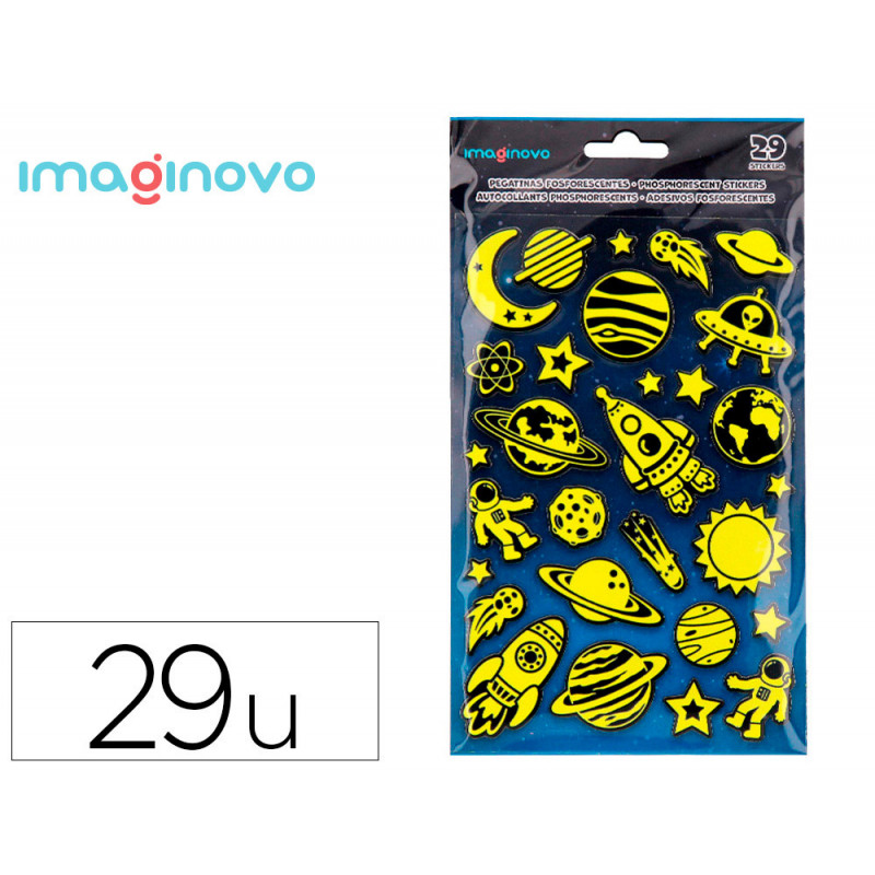 Autocollants imaginovo lumineux planetes en relif 190x105 mm sous blister