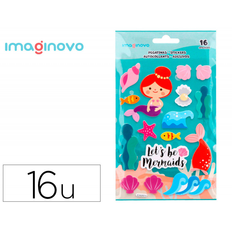 Autocollants imaginovo sirenes magic dreams en relief 210x130 mm sous blister