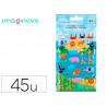 Autocollants imaginovo cute animaux safari en relief 190x105 mm sous blister