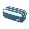 Trousse liderpapel duo 3 fermetures eclair avec poche a l'avant coloris bleu fonce 220x90x70mm