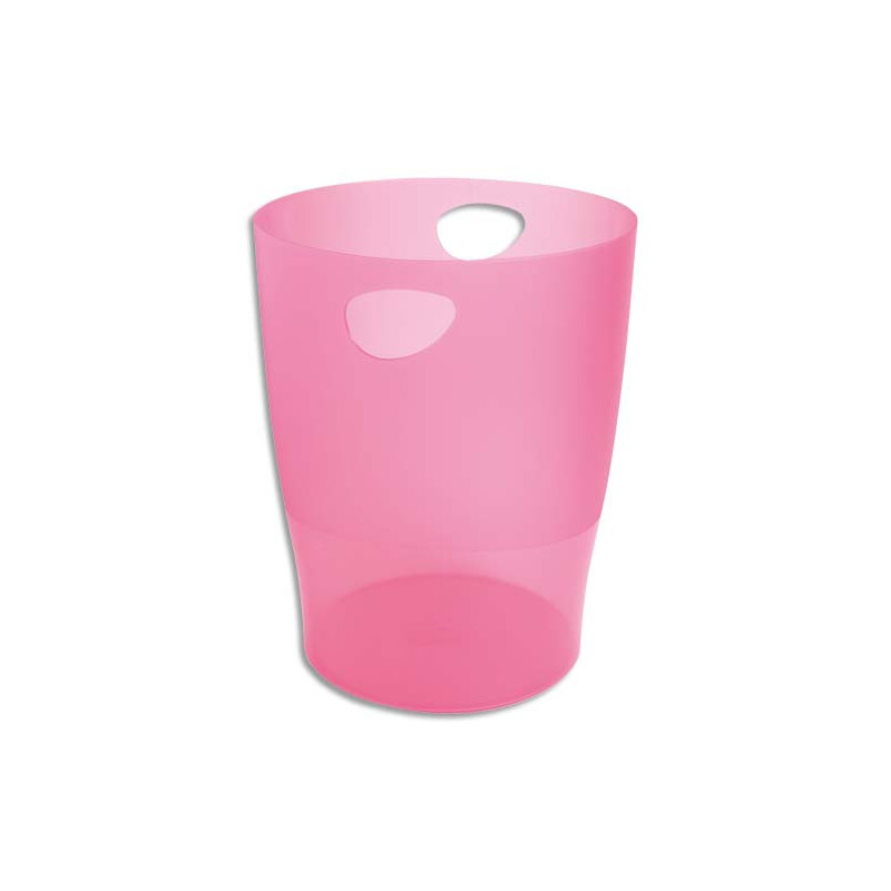 EXACOMPTA Corbeille à papier ECO 15 L Rose translucide - Diamètre 26 cm, hauteur 33,5 cm