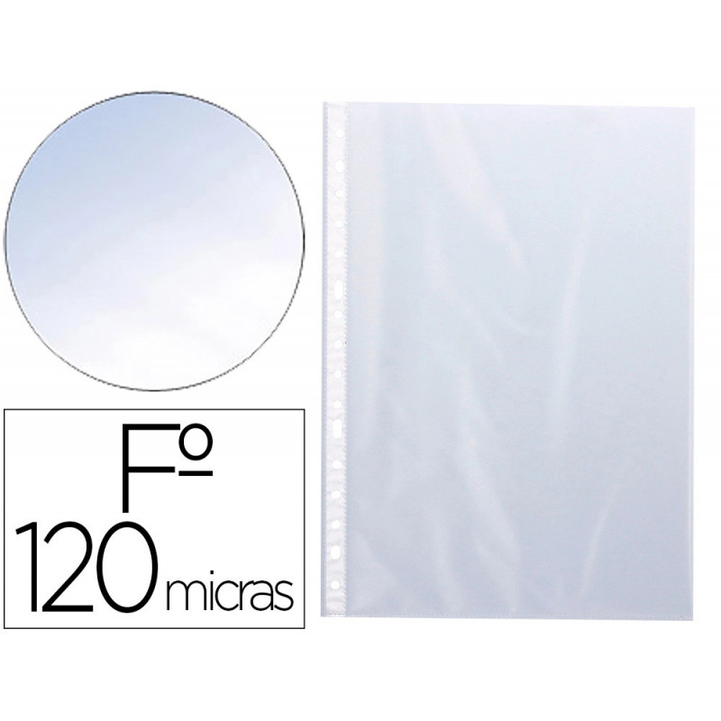 Pochette q-connect polypropylene lisse perforee folio 120 mc cristal sachet 10 unites