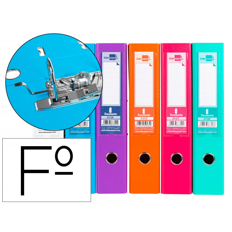 Classeur levier liderpapel documenta a4+ carton remborde dos 75mm rado metallique coloris assortis trending