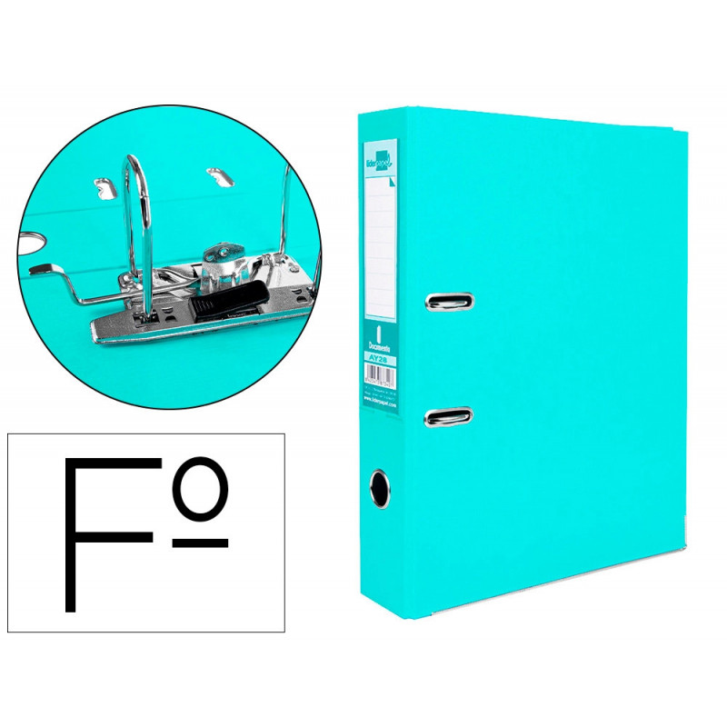 Classeur levier liderpapel documenta a4+ carton remborde dos 75mm rado metallique coloris vert clair