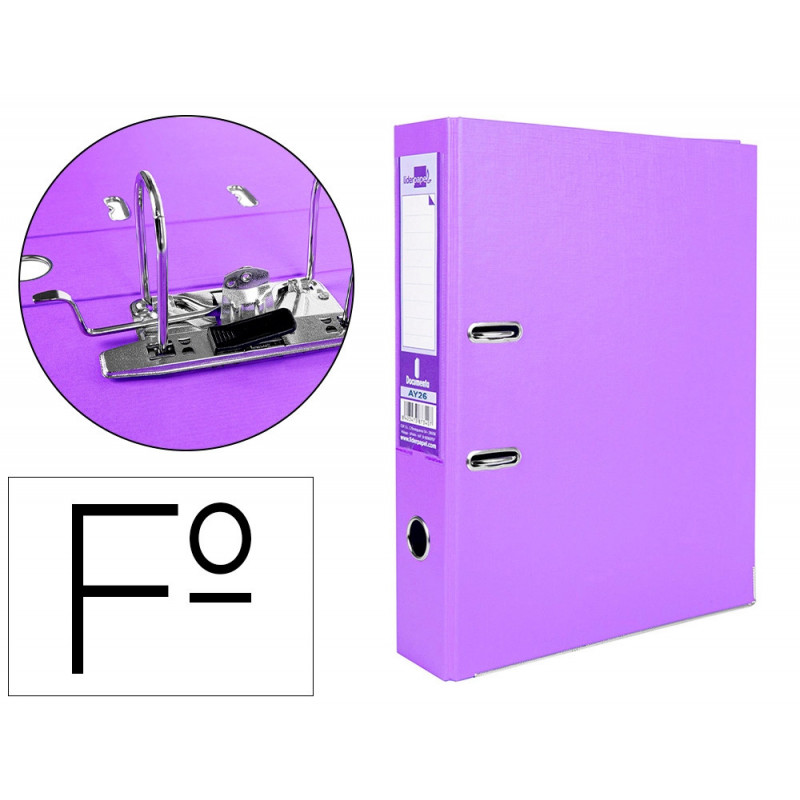 Classeur levier liderpapel documenta a4+ carton remborde dos 75mm rado metallique coloris lilas