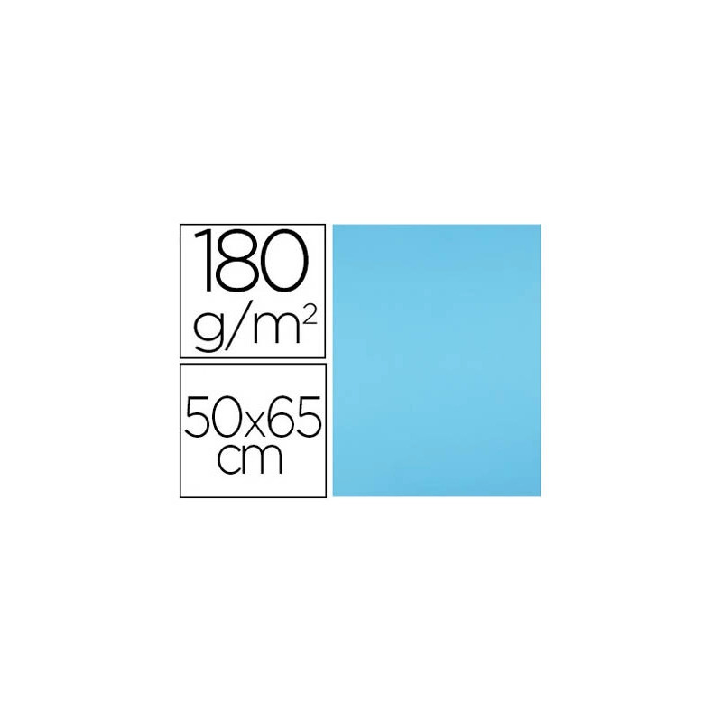 Papier cartonne liderpapel 50x65cm 180gr coloris bleu ciel paquet 25 feuilles