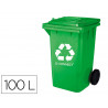 Poubelle q-connect conteneur plastique couvercle 100l 470x750x370mm verre coloris vert
