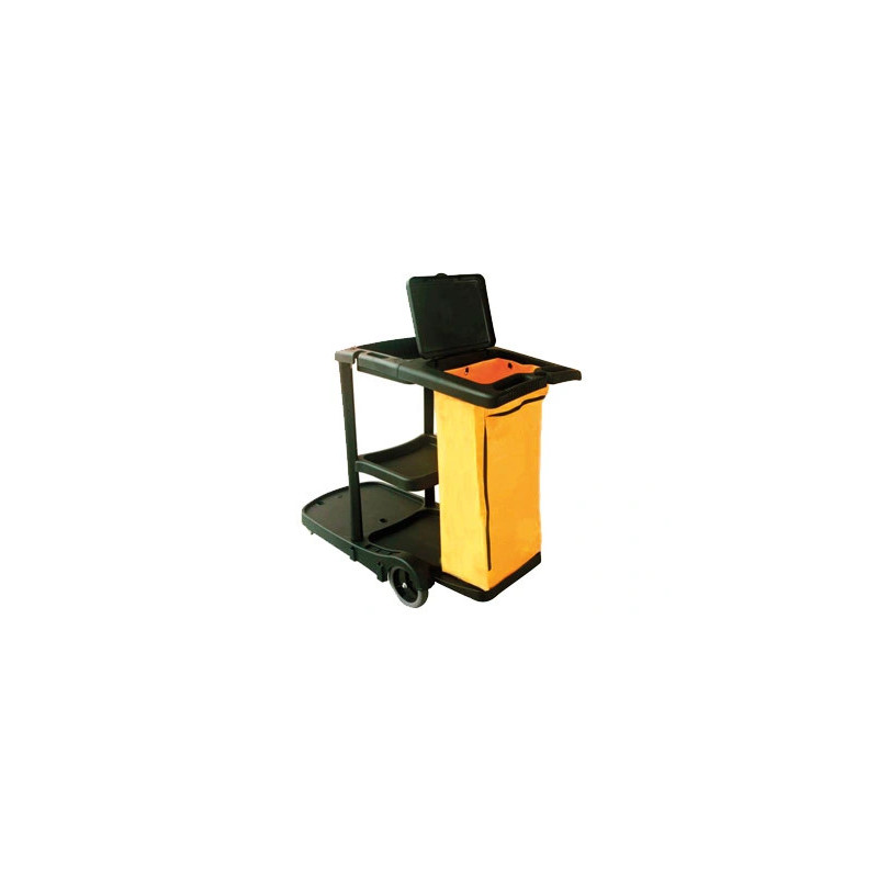 Chariot nettoyage q-connect polypropylène roues poche zip 2 étagères plateforme support seau 58x24x96cm