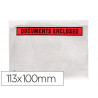 Pochette documents ci-inclus q-connect auto-adhesive transparente 113x100mm texte anglais paquet 100 unites