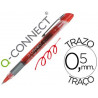 Roller q-connect écriture 0.5mm pointe moyenne 0.7mm grip caoutchouc corps transparent encre liquide couleur rouge