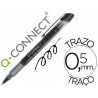 Roller q-connect écriture 0.5mm pointe moyenne 0.7mm grip caoutchouc corps transparent encre liquide couleur noir