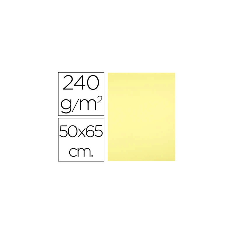 Papier cartonne liderpapel 50x65cm 240gr coloris jaune paquet 25 feuilles