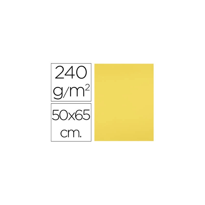 Papier cartonne liderpapel 50x65cm 240gr coloris jaune citron paquet 25 feuilles