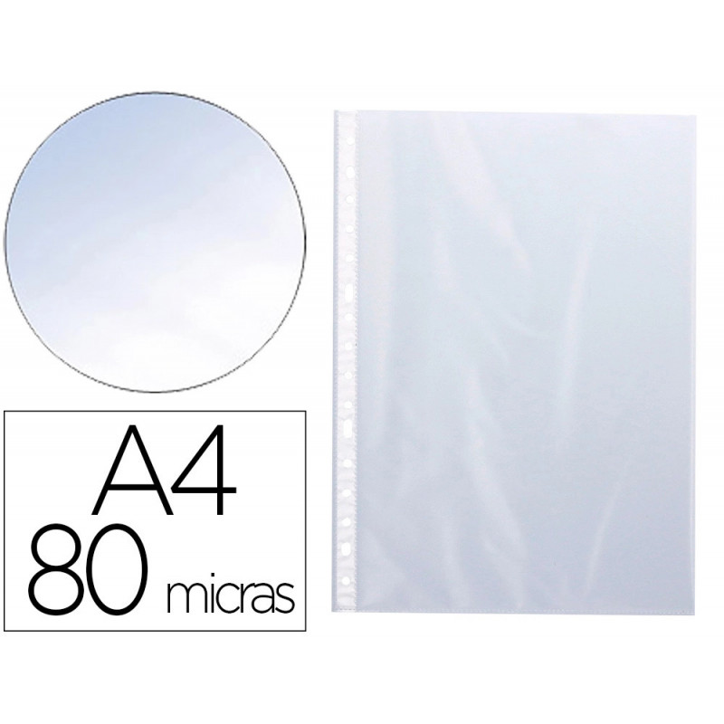 Pochette q-connect perforee din a4 80 mc cristal boite 100 unites