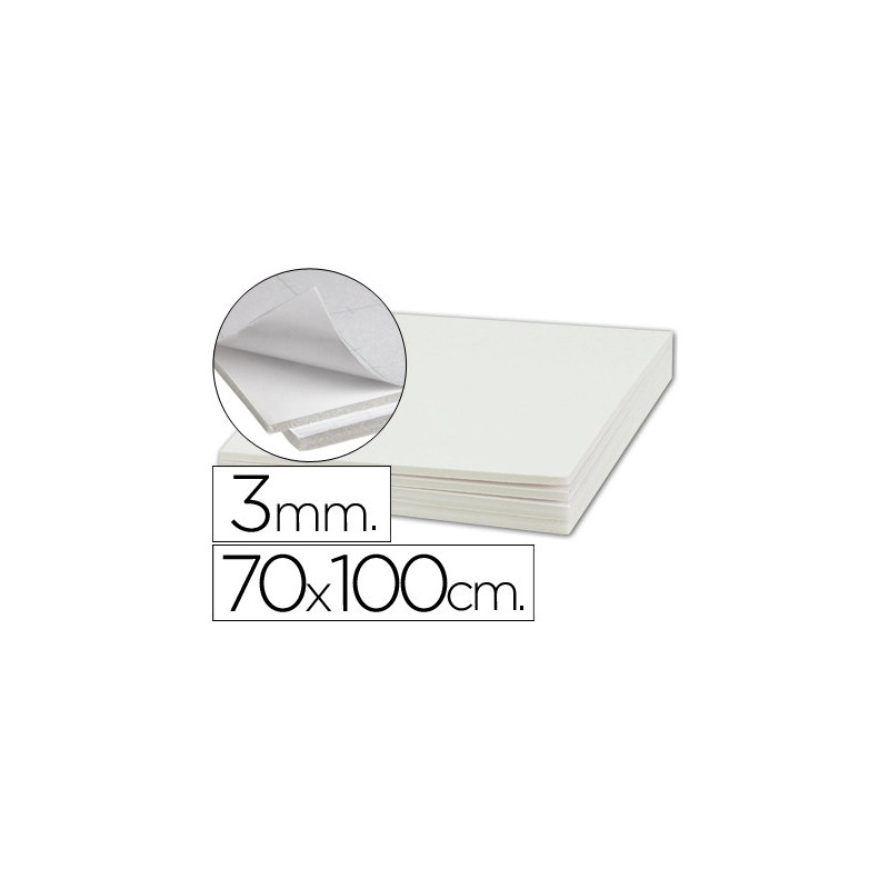 Carton entrecolle liderpapel adhesif 70x100cm epaisseur 3mmunicolore blanc