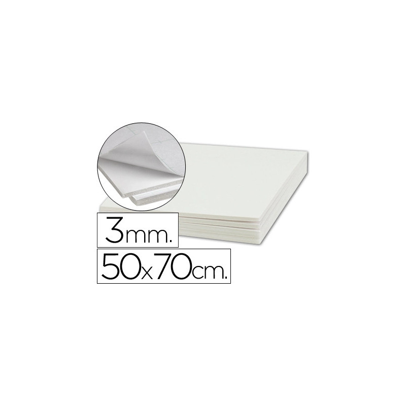 Carton entrecolle liderpapel adhesif 50x70cm epaisseur 3mm unicolore blanc