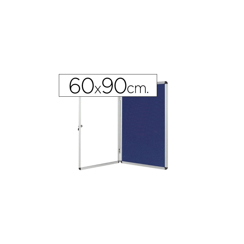 Vitrine affichage q-connect cadre aluminium intérieur fond feutrine serrure porte méthacrylate 9 feuilles a4 60x90cm