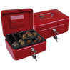 Caisse monnaie q-connect structure acier 0.8mm épaisseur plateau amovible espace billets 200x160x90mm coloris rouge