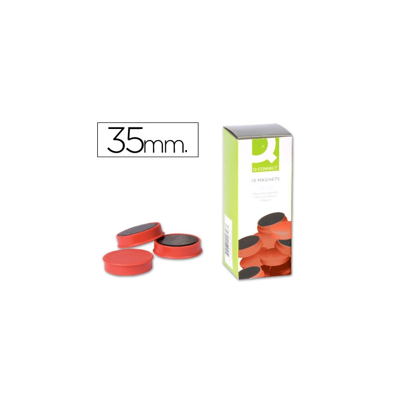 Aimant q-connect diamètre 35mm affichage signalisation toutes surfaces métalliques coloris rouge boîte 10 unités