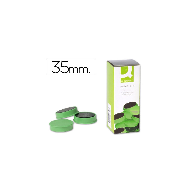 Aimant q-connect diamètre 35mm affichage signalisation toutes surfaces métalliques coloris vert boîte 10 unités