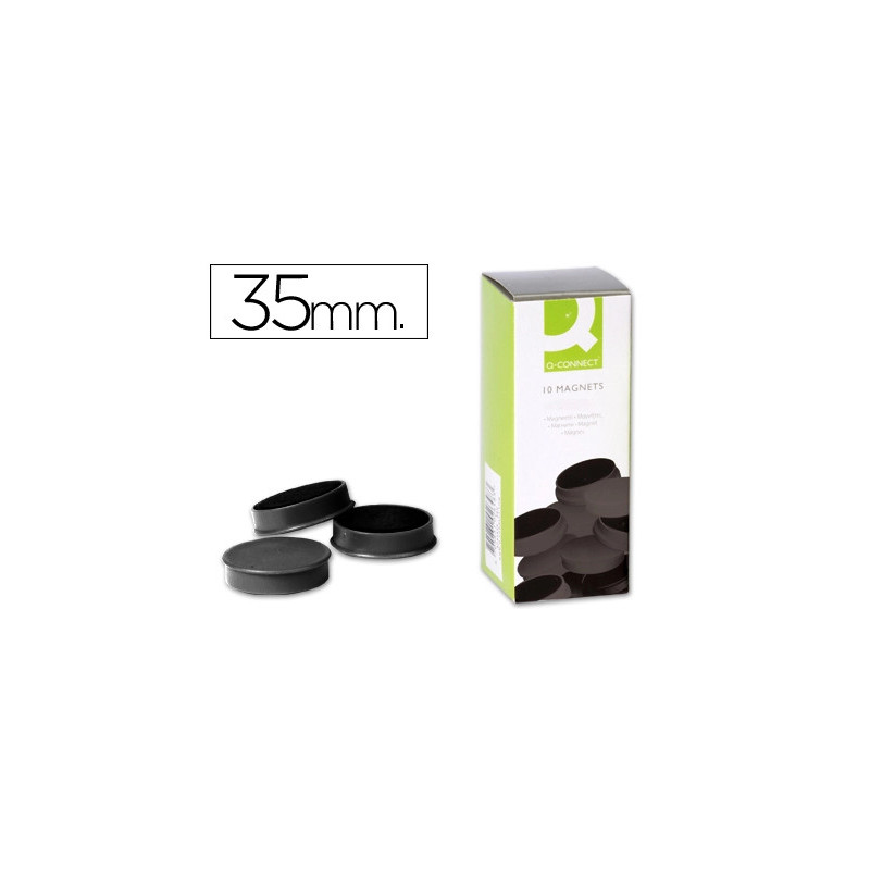 Aimant q-connect diamètre 35mm affichage signalisation toutes surfaces métalliques coloris noir boîte 10 unités