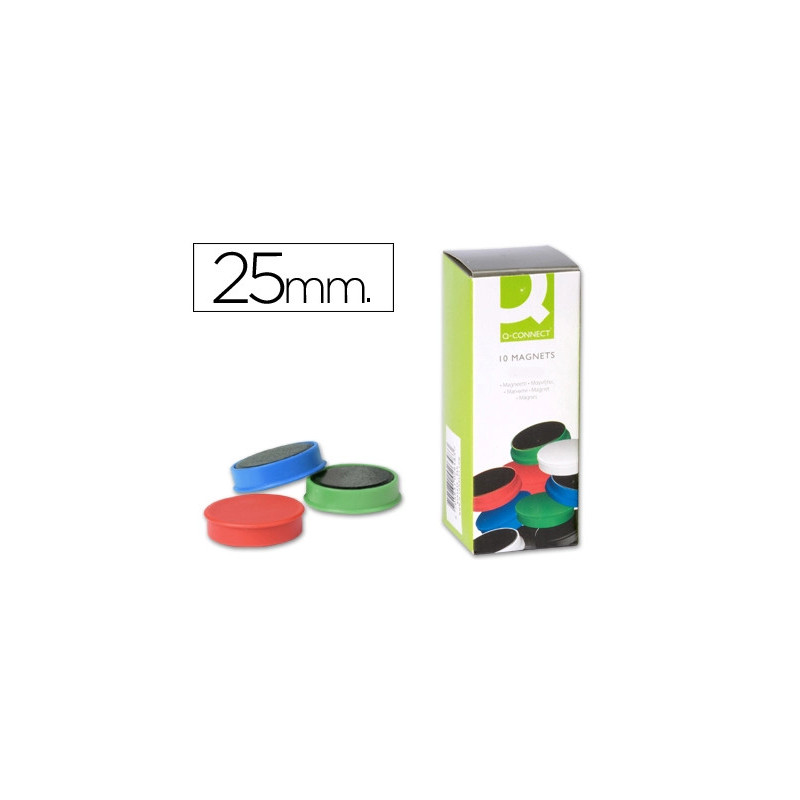 Aimant q-connect diamètre 25mm affichage signalisation toutes surfaces métalliques coloris assortis boîte 10 unités