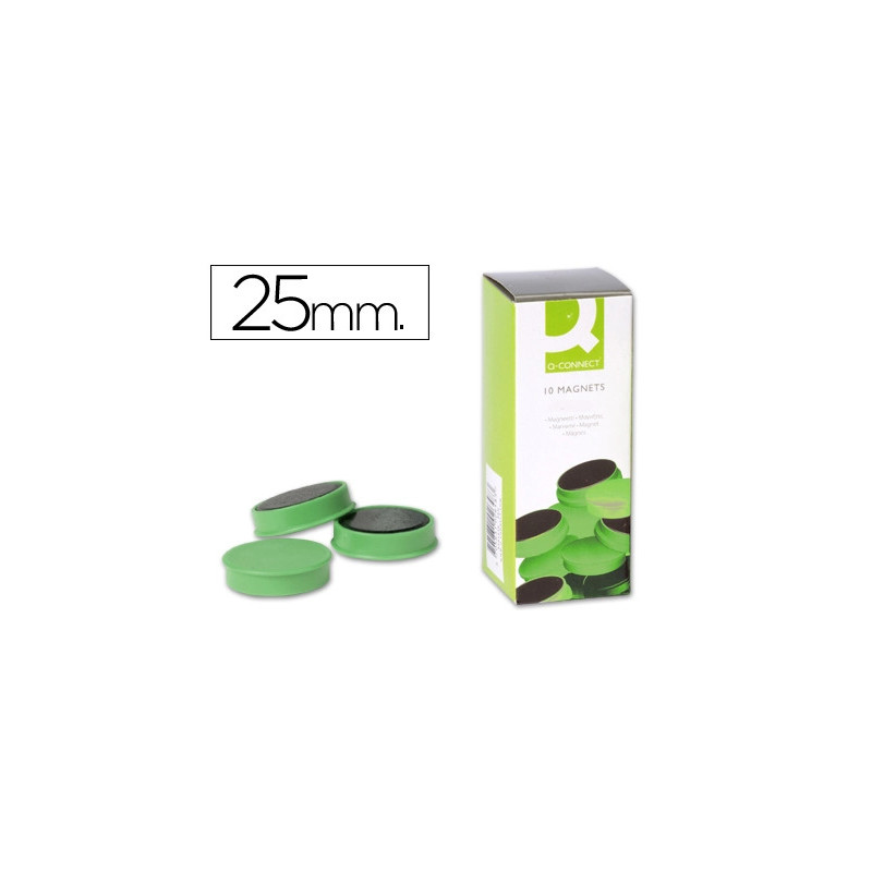 Aimant q-connect diamètre 25mm affichage signalisation toutes surfaces métalliques coloris vert boîte 10 unités