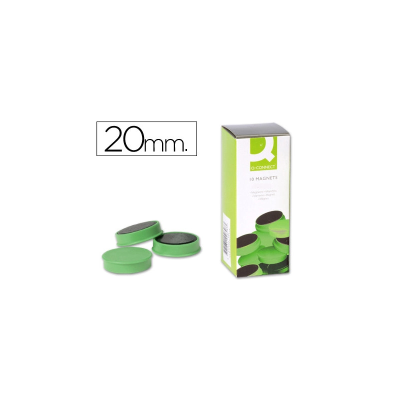 Aimant q-connect diamètre 20mm affichage signalisation toutes surfaces métalliques coloris vert boîte 10 unités