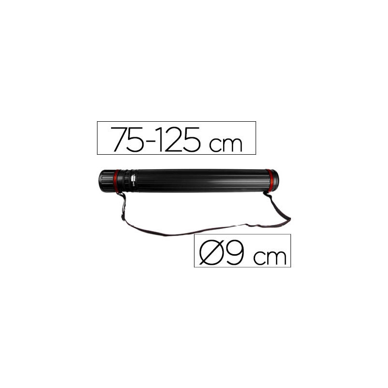 Porte-plans liderpapel plastique bandoulière 75cm extensible 125cm diamètre 9cm coloris noir