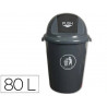 Poubelle q-connect plastique couvercle rond basculant 80l 760x450mm coloris gris