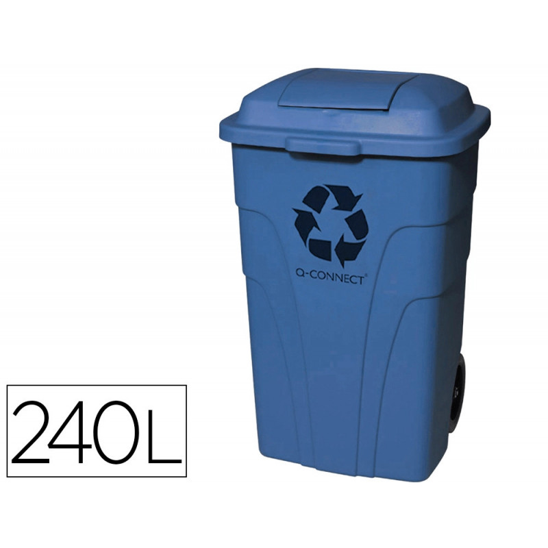 Poubelle q-connect conteneur polystyrène couvercle 240l 620x610x1040mm 2 roues coloris bleu