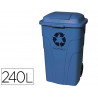 Poubelle q-connect conteneur polystyrène couvercle 240l 620x610x1040mm 2 roues coloris bleu