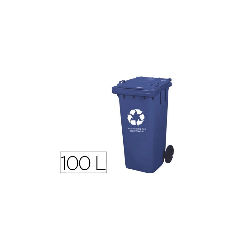 Poubelle q-connect conteneur polystyrène couvercle 100l 525x510x800mm 2 roues coloris bleu