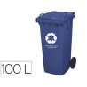 Poubelle q-connect conteneur polystyrène couvercle 100l 525x510x800mm 2 roues coloris bleu
