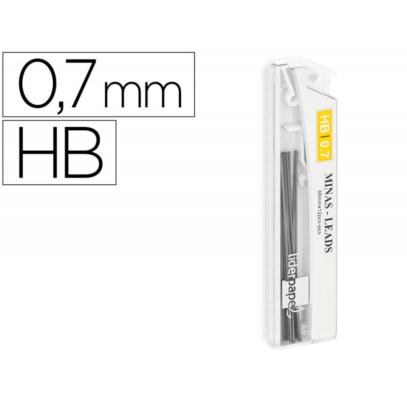 Mine liderpapel 0.7mm hb graphite très résistante tous portemines étui 12 unités