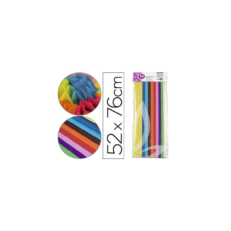 Papier de soie liderpapel 52x76cm 18g/m2 coloris assortis sachet 10f